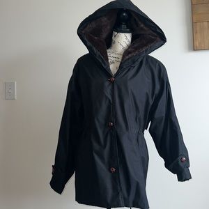 Talbots coat jacket with hood in black Size 8P